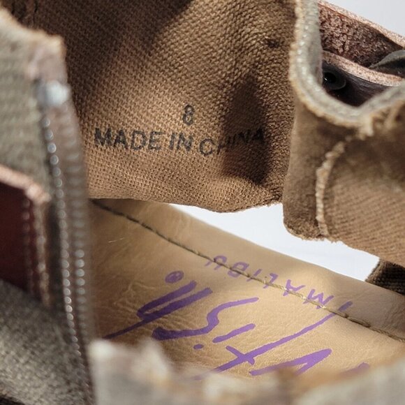 Blowfish Womens 8 Malibu Balla Canvas Micro Wedgepen Toe Gladiator Sandals - Picture 10 of 11